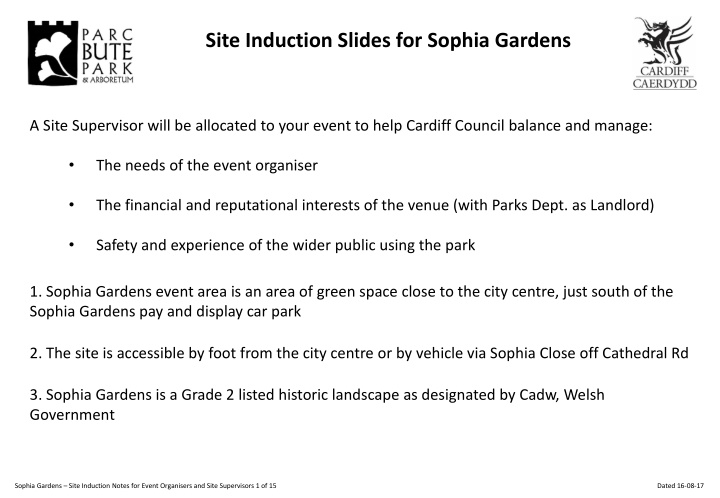 site induction slides for sophia gardens