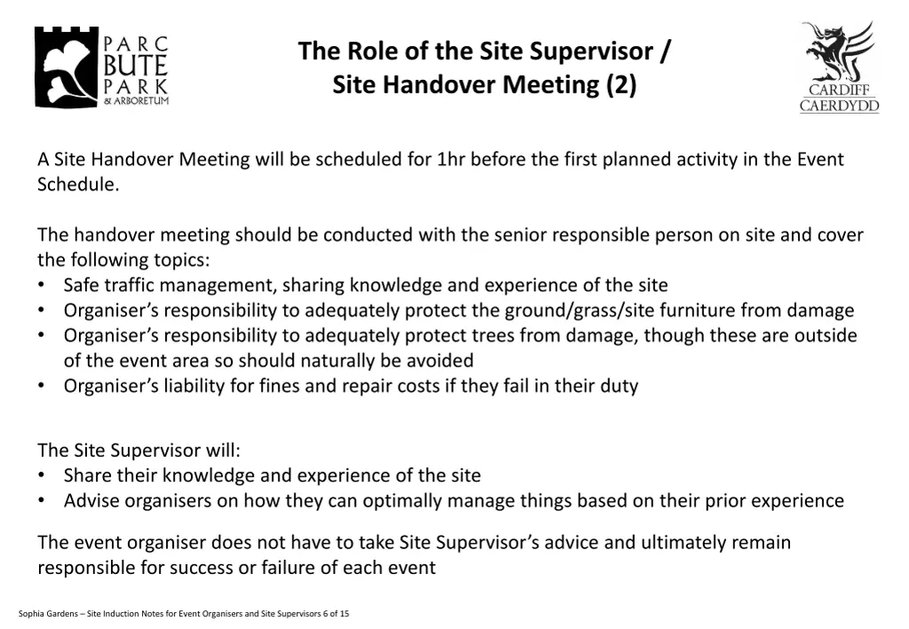 the role of the site supervisor site handover 1