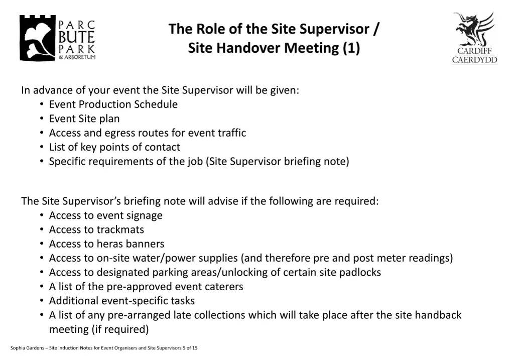 the role of the site supervisor site handover