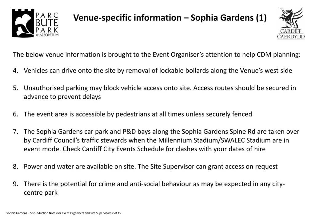 venue specific information sophia gardens 1