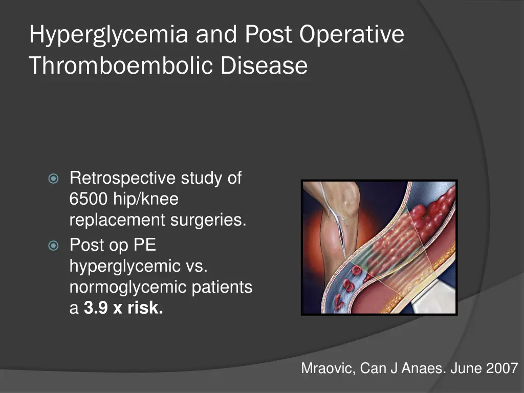 hyperglycemia and post operative thromboembolic