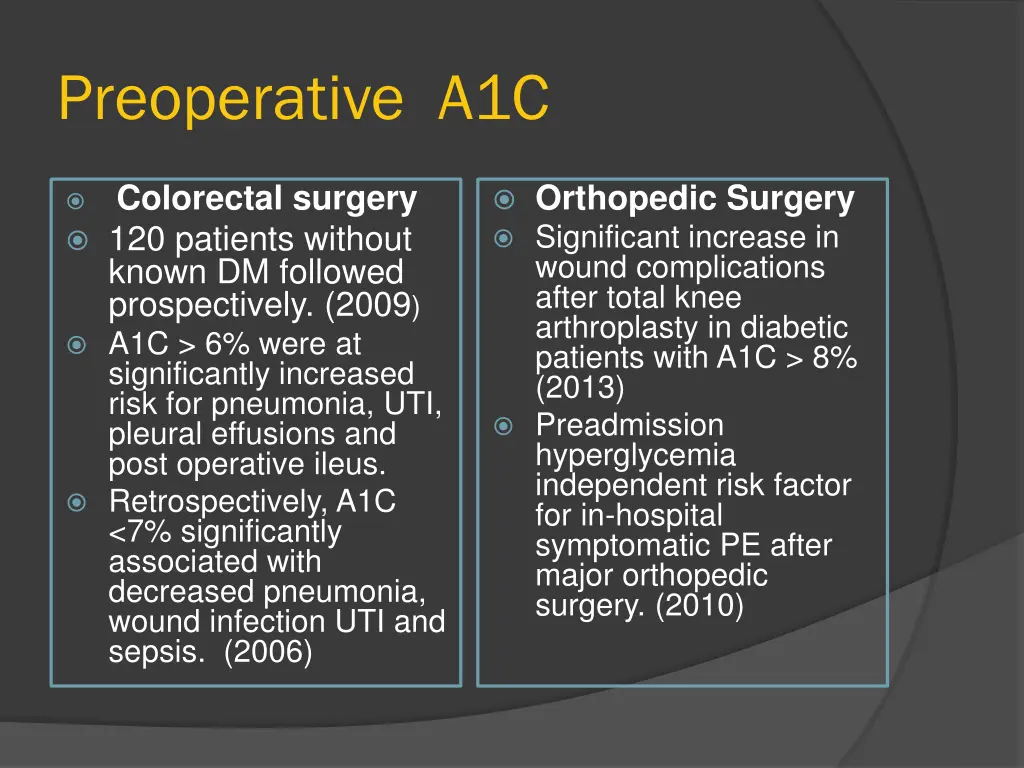 preoperative a1c