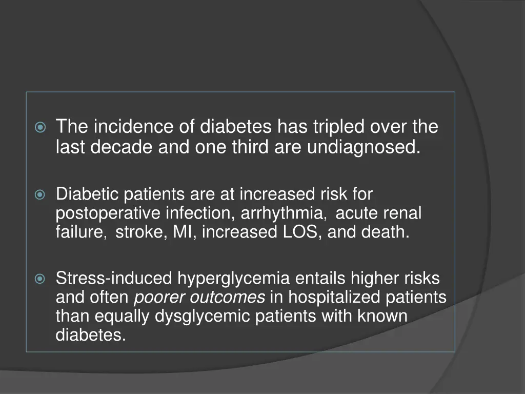 the incidence of diabetes has tripled over