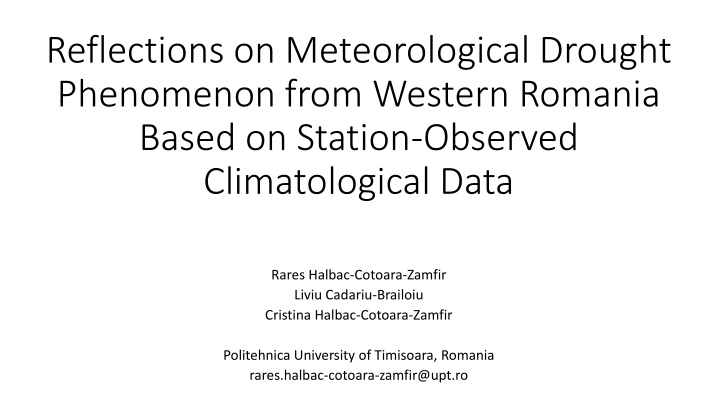 reflections on meteorological drought phenomenon