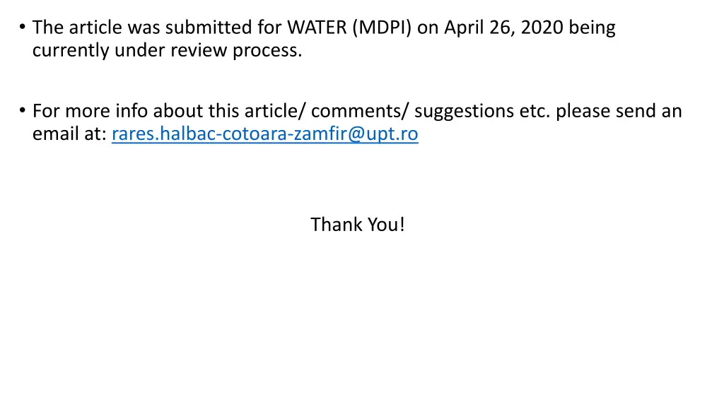 the article was submitted for water mdpi on april