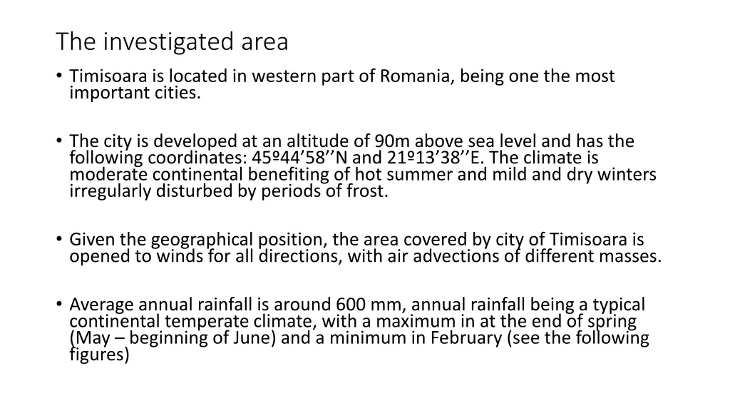 the investigated area timisoara is located