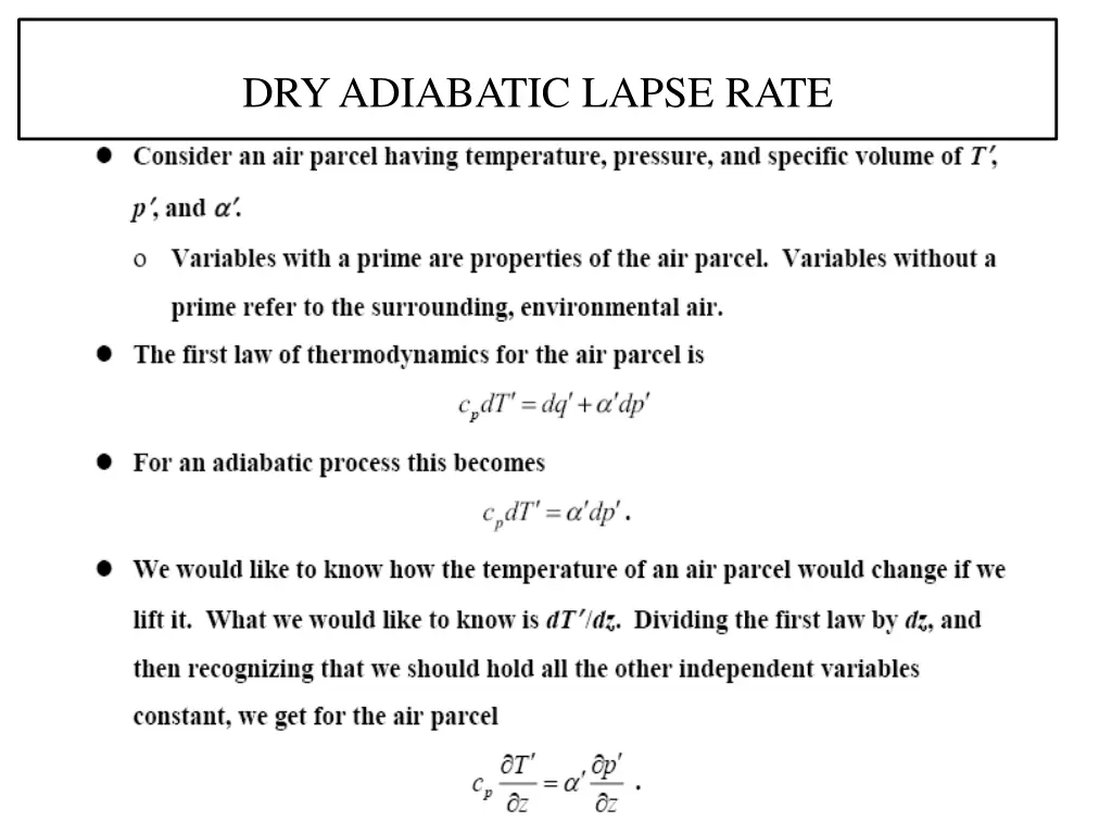 dry adiabatic lapse rate