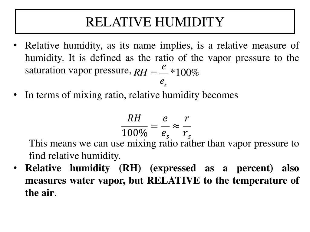 relative humidity