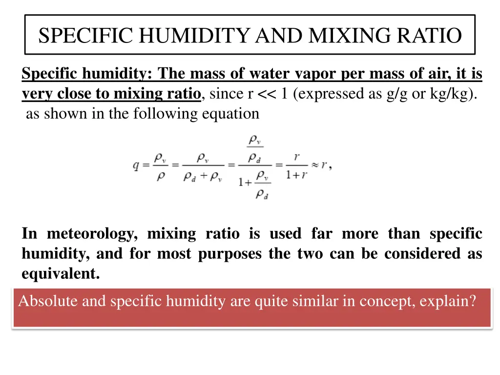 specific humidity and mixing ratio 2