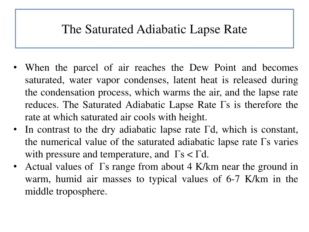 the saturated adiabatic lapse rate