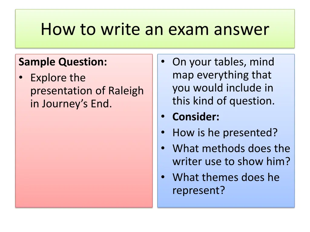 how to write an exam answer