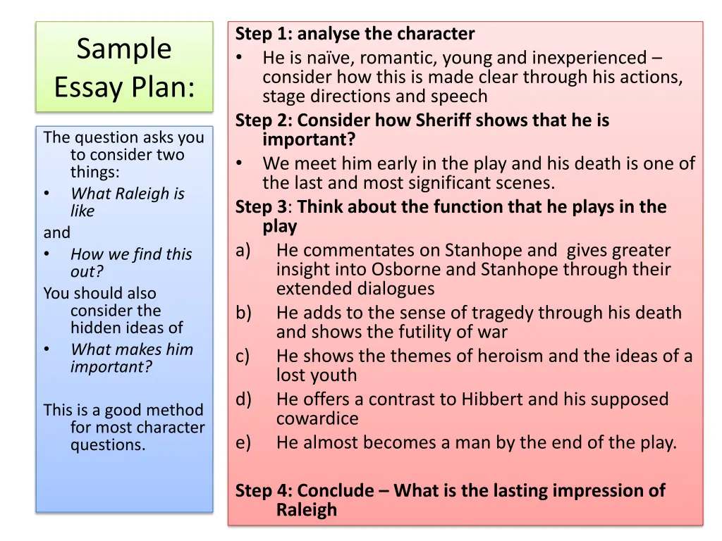 step 1 analyse the character he is na ve romantic