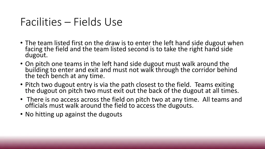 facilities fields use 1