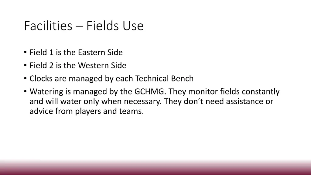 facilities fields use