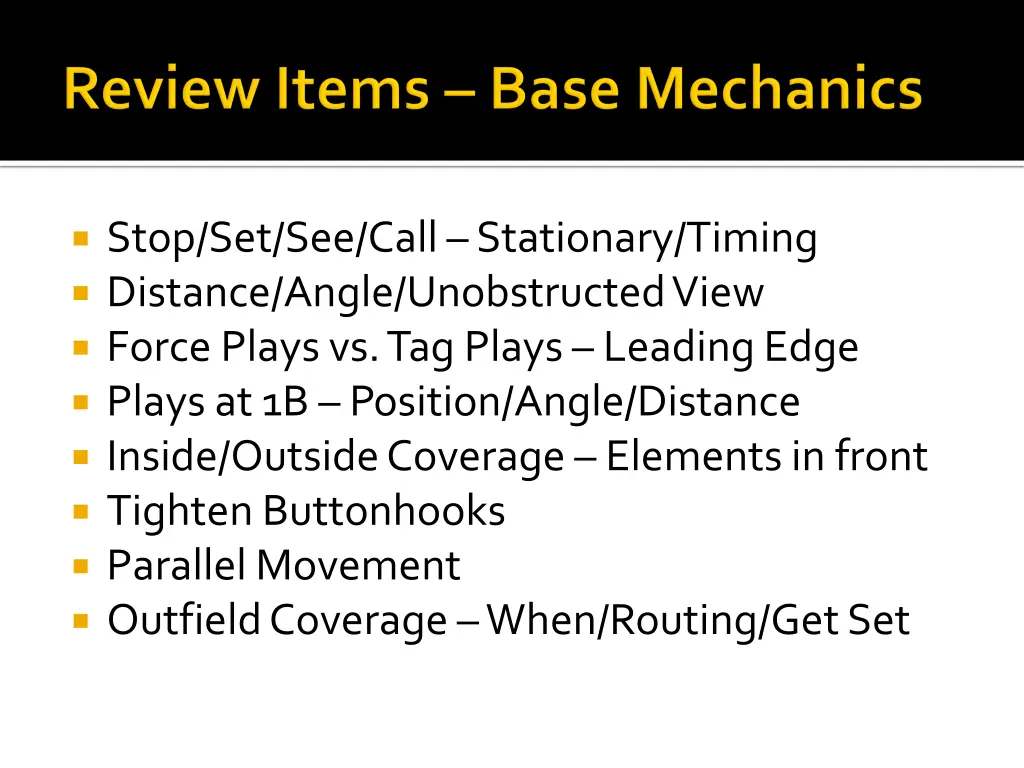 stop set see call stationary timing distance