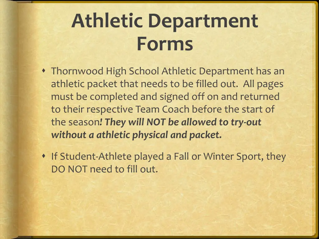 athletic department forms