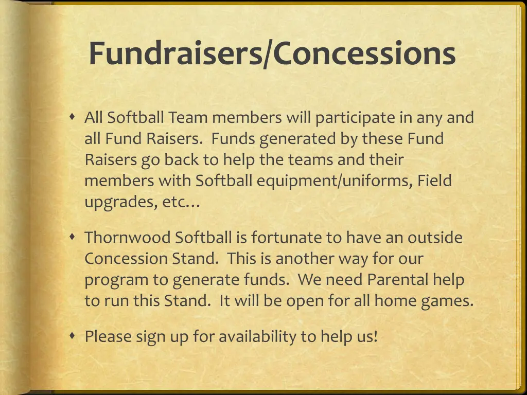 fundraisers concessions