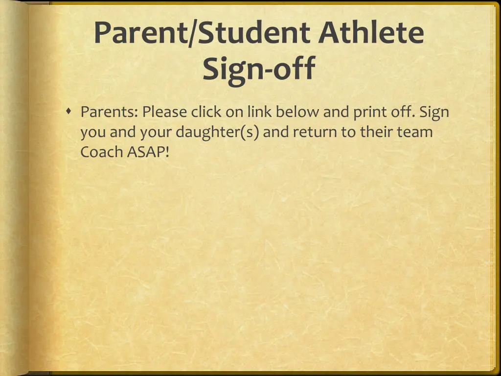 parent student athlete sign off