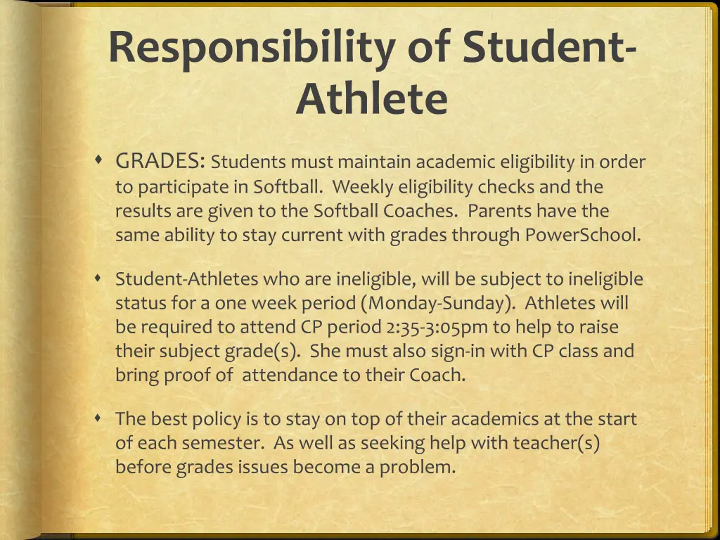 responsibility of student athlete