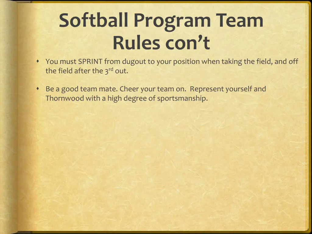 softball program team rules con t you must sprint