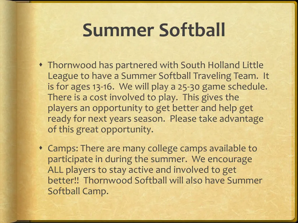 summer softball