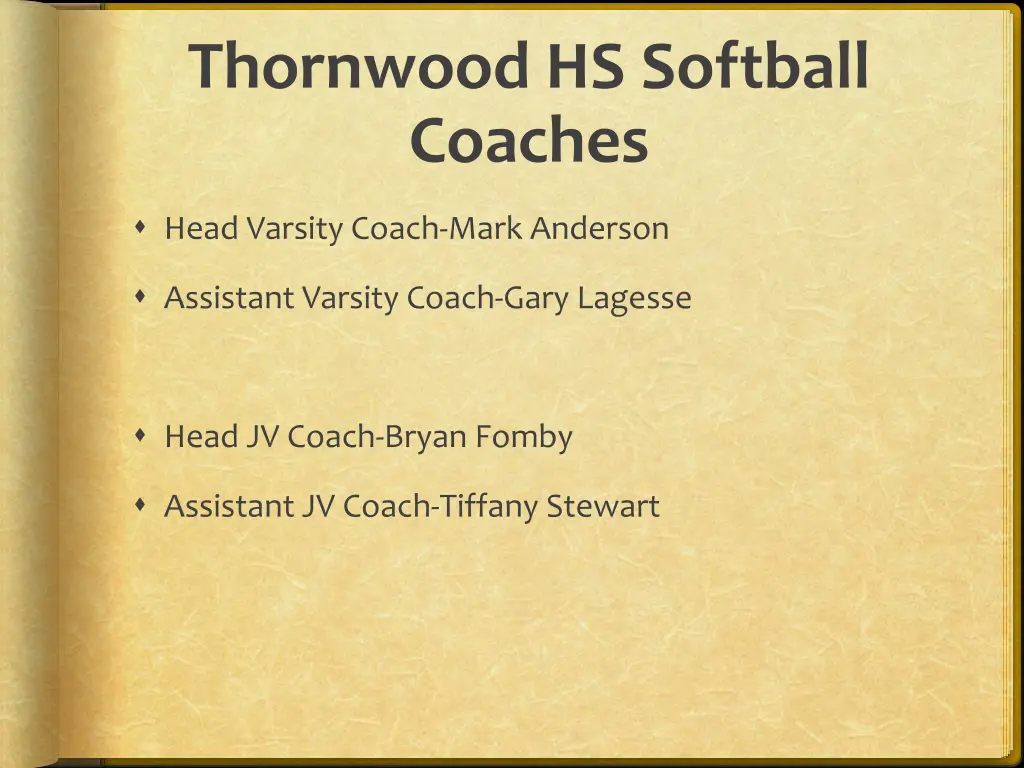 thornwood hs softball coaches