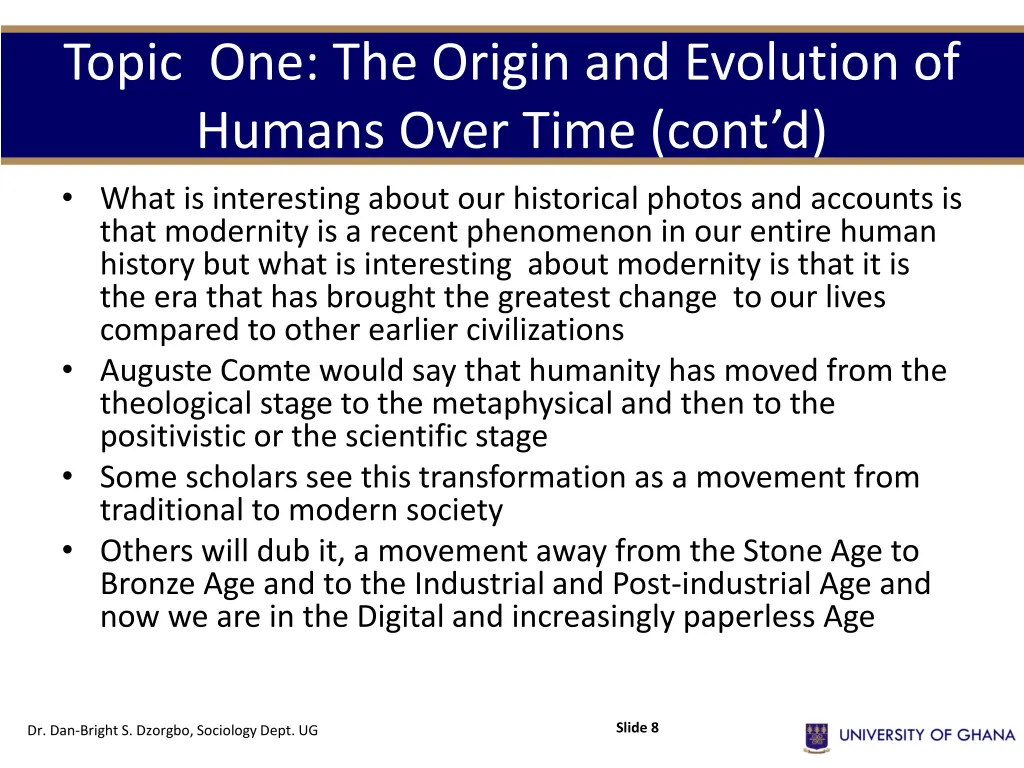 topic one the origin and evolution of humans over