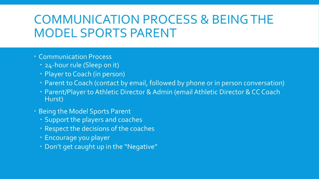 communication process being the model sports