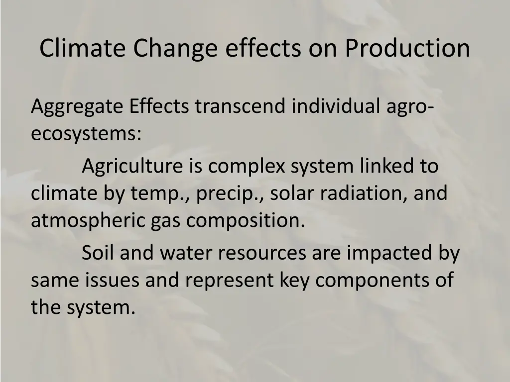 climate change effects on production