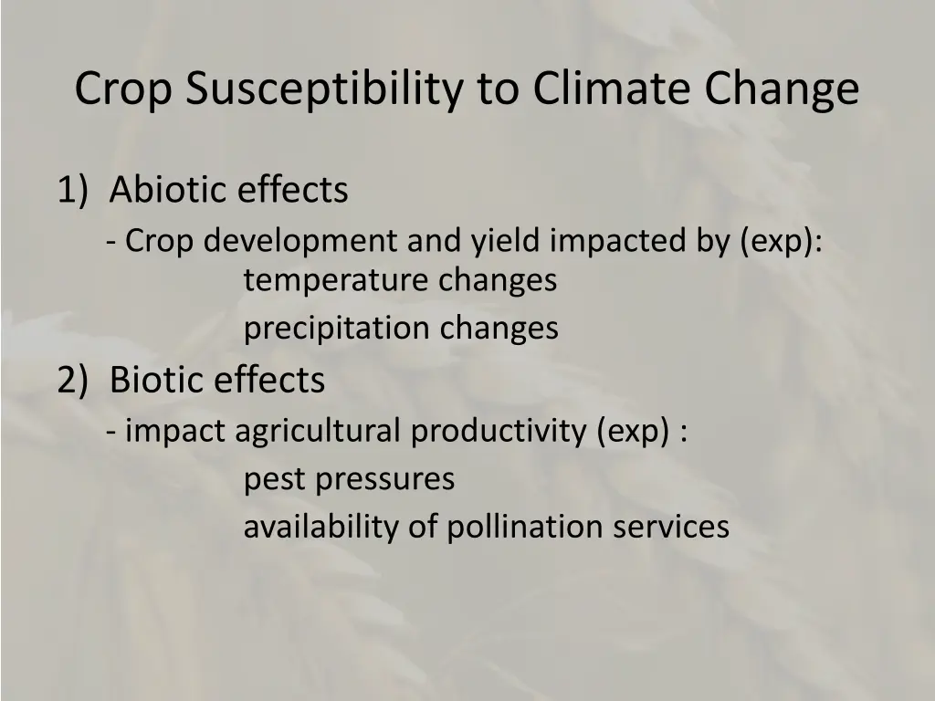 crop susceptibility to climate change