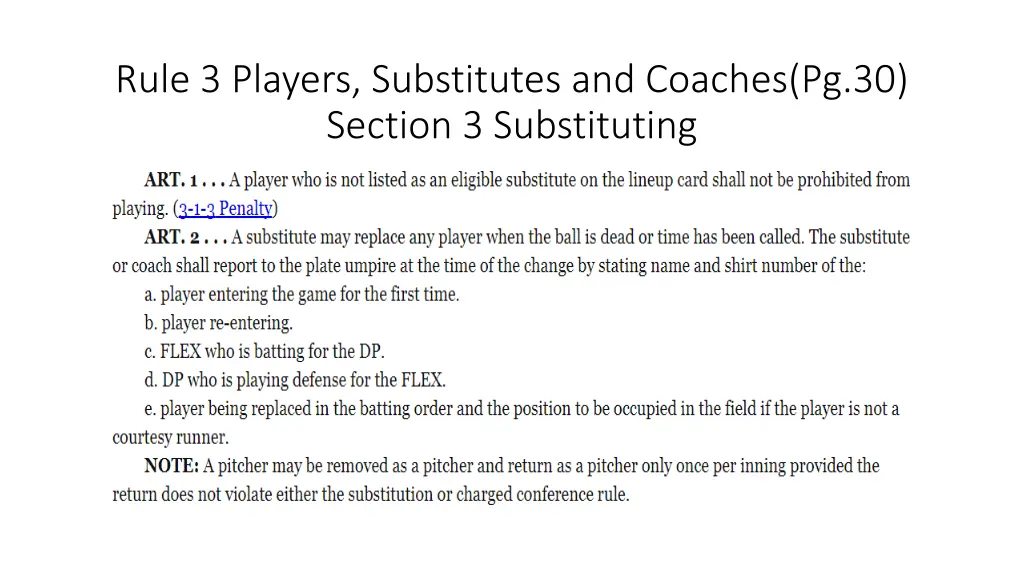 rule 3 players substitutes and coaches 10