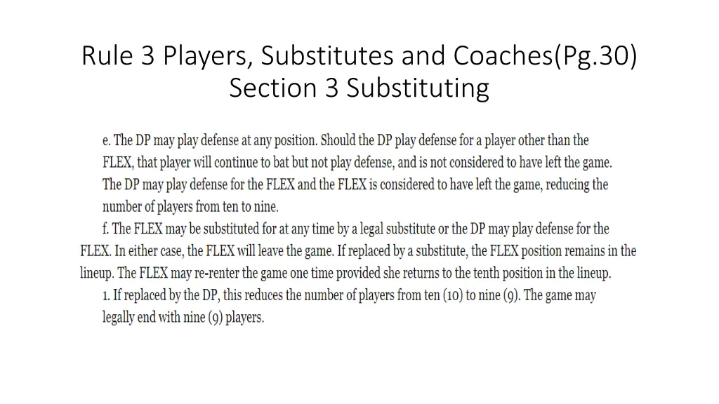 rule 3 players substitutes and coaches 13