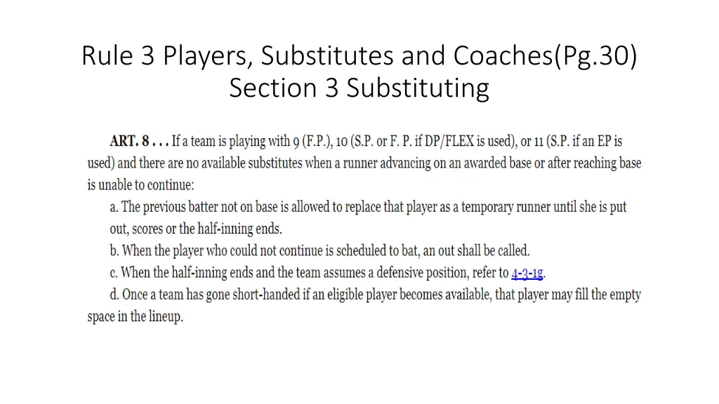 rule 3 players substitutes and coaches 16