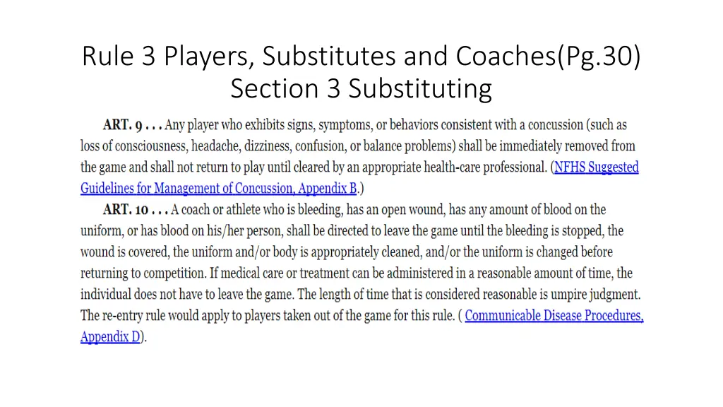 rule 3 players substitutes and coaches 17