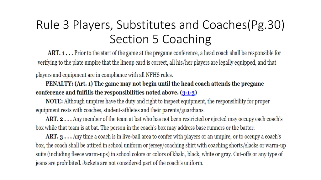 rule 3 players substitutes and coaches 23