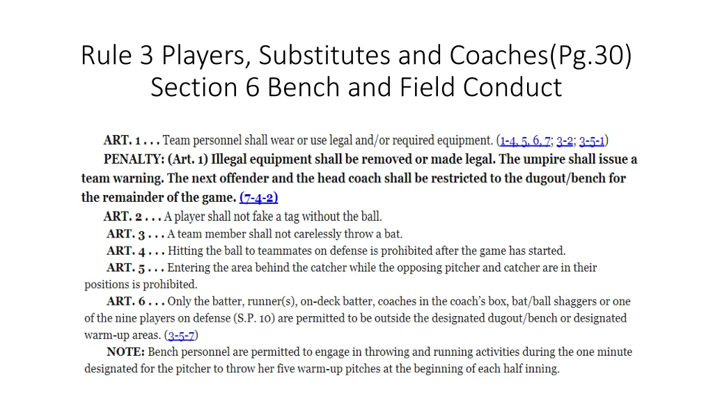 rule 3 players substitutes and coaches 26