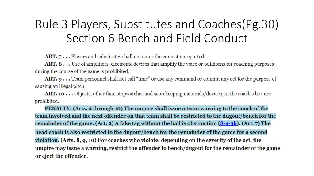 rule 3 players substitutes and coaches 27