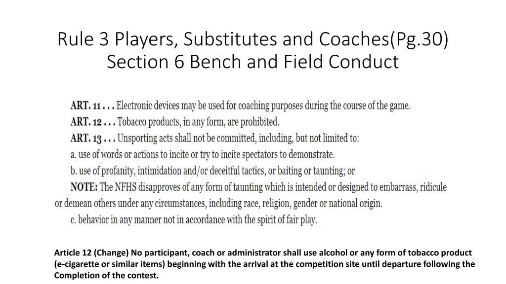 rule 3 players substitutes and coaches 28