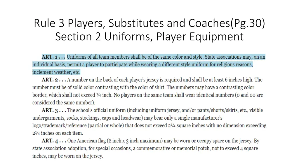 rule 3 players substitutes and coaches 3