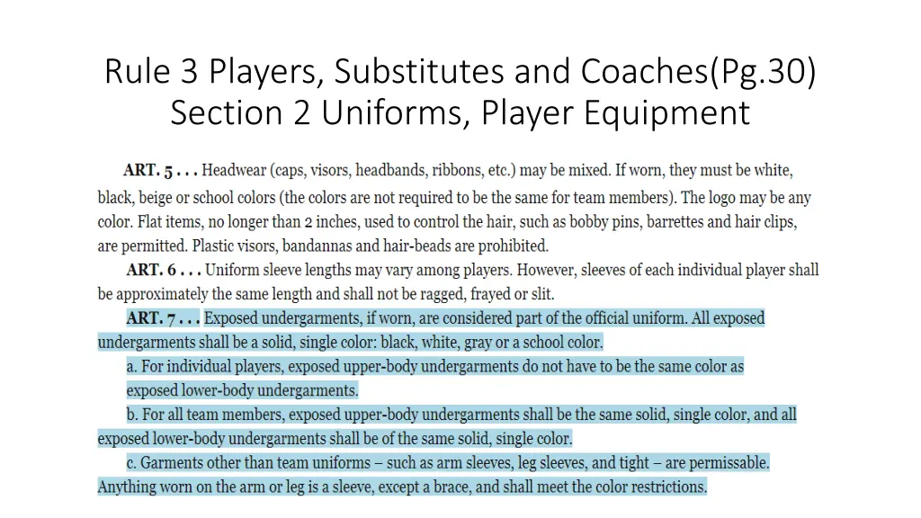 rule 3 players substitutes and coaches 4