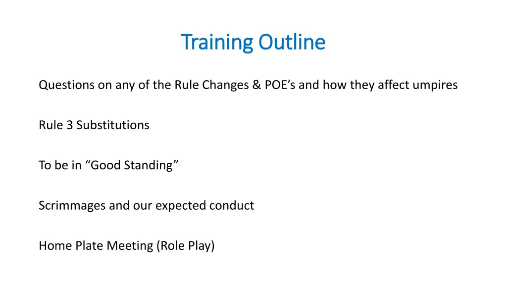 training outline training outline