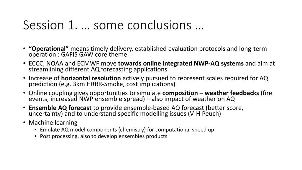 session 1 some conclusions