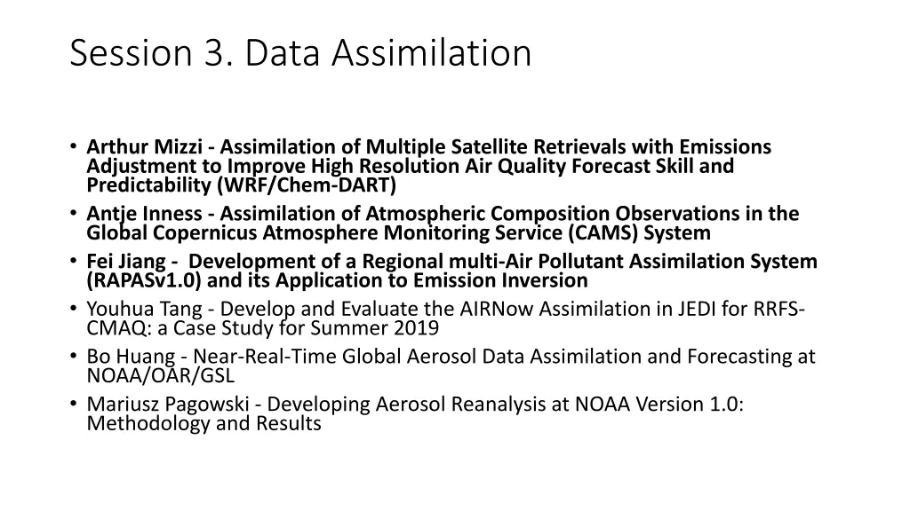 session 3 data assimilation