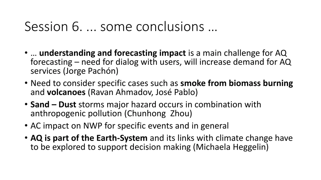 session 6 some conclusions