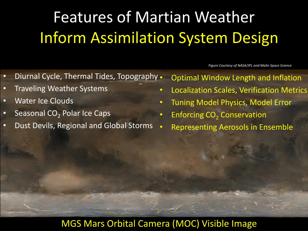 features of martian weather inform assimilation