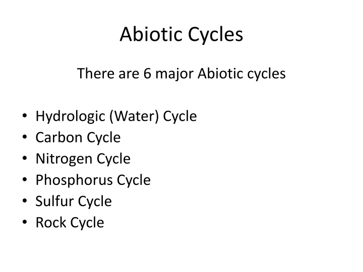 abiotic cycles