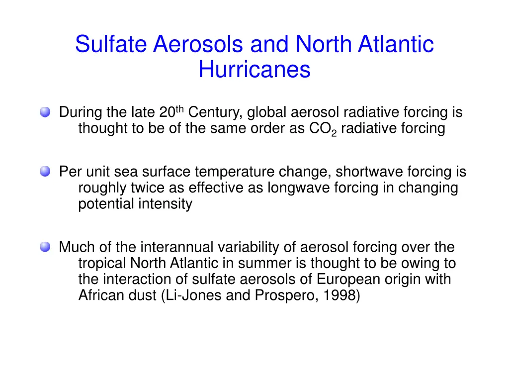 sulfate aerosols and north atlantic hurricanes