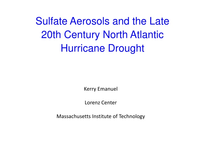 sulfate aerosols and the late 20th century north