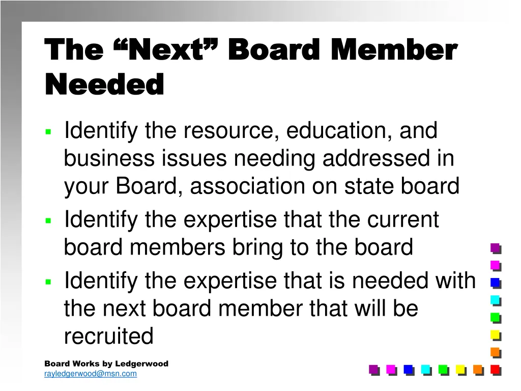 the next board member the next board member