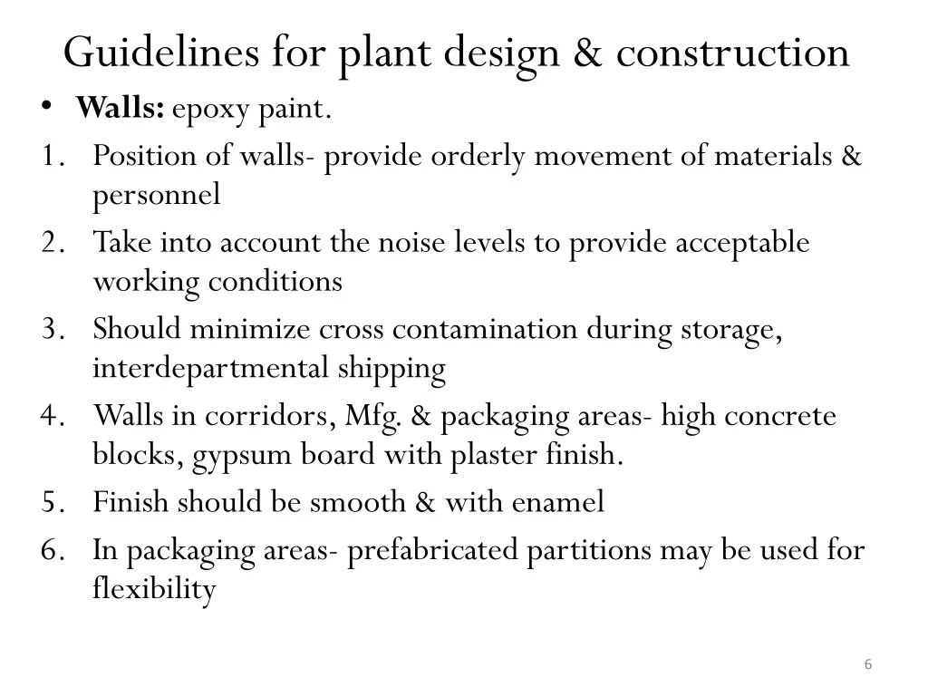 guidelines for plant design construction walls